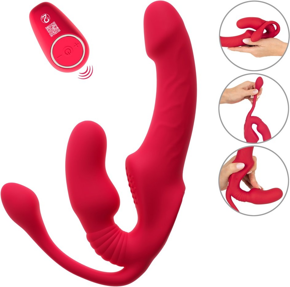 Strapless Strap-on „Triple Teaser RC“ mit 3-facher Vibration