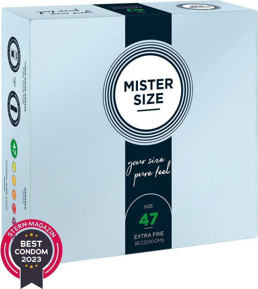 Kondome „47 mm“, transparent, hauchdünn, feucht