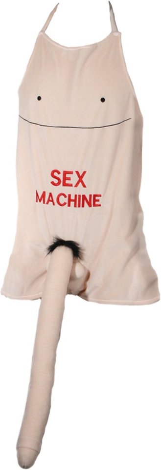 Schürze „Sex Machine“ mit 52 cm langem Plüsch-Penis