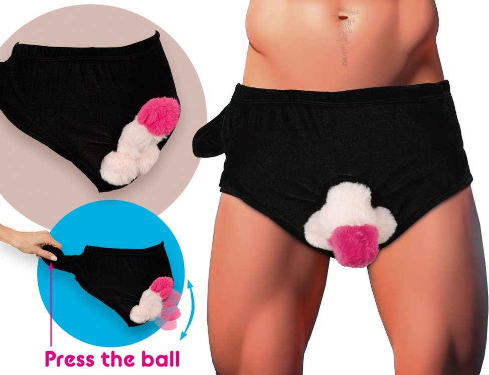 Gag-Slip mit beweglichem Plüsch-Penis