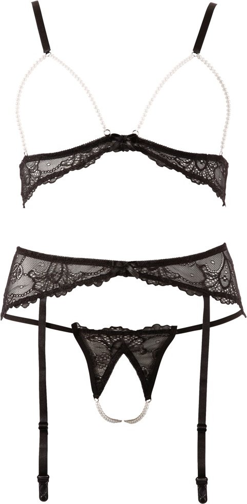 3-teiliges Straps-Set, ouvert, mit Schmuckperlen