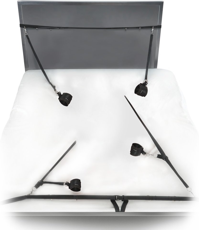 Bettfesseln „Ultimate Bed Restraint System “, mit Hand- und Fußfesseln.