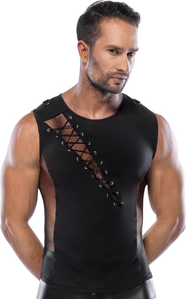Thumbnail - Shirt mit Netz-Einsätzen, Schnürung und D-Ringen