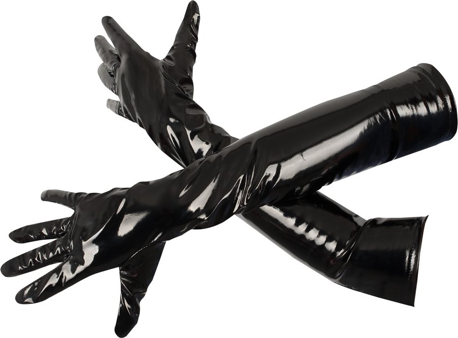 Handschuhe aus Lack mit Stretch-Einsätzen