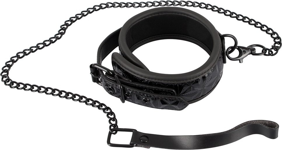 Halsfessel plus Leine, Fessel leicht gepolstert, verstellbar