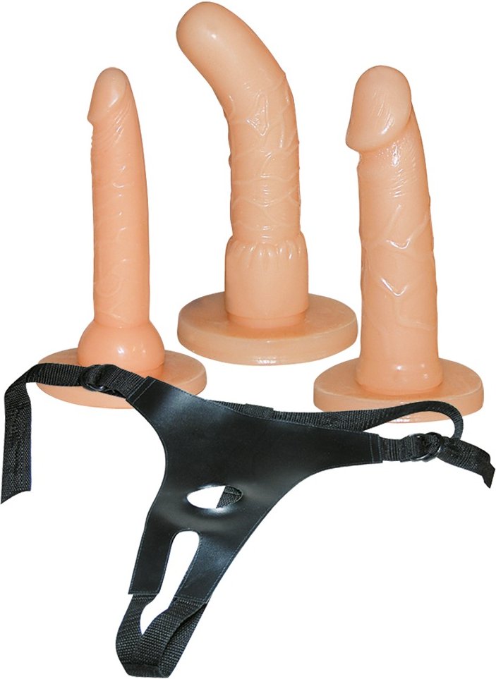 Thumbnail - Umschnalldildo-Set „Strap on”, mit 3 Dildos zum Austauschen