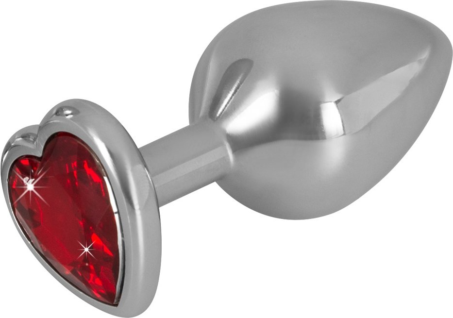 „Diamond Anal Plug“ aus Aluminium, Herz-Schmuckstein als Stopper