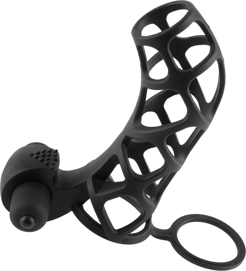 Penismanschette „Extreme Silicone Power Cage“, mit Vibration, 12 cm