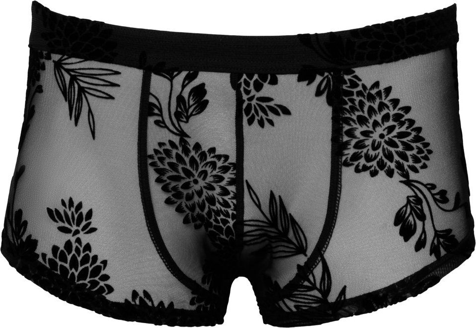 Pants aus feinem Powernet mit Paradies-Samtflockprint