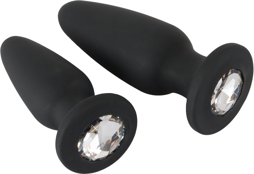 2er-Set Analplugs mit Glitzerstein