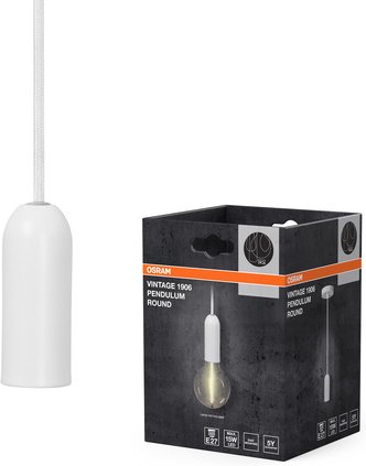 OSRAM Vintage 1906® Pendelleuchte ROUND, E27, weiß, ohne Leuchtmittel