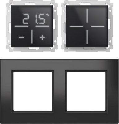 Homematic IP Smart Home Set Glastaster + Glas-Thermostat mit CO2-Sensor + Glasrahmen, schwarz , 1x WGS-A, 1x WGTC-A, 1x ...
