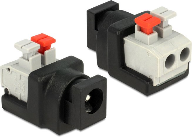 Delock Adapter Terminalblock mit Drucktaste > DC 2,1 x 5,5 mm Buchse
