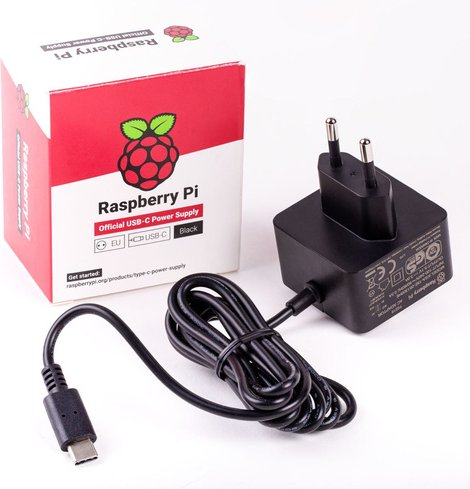 Raspberry Pi 4 USB-Netzteil Typ C, 5,1V 3A, 1,5 m Kabel, schwarz