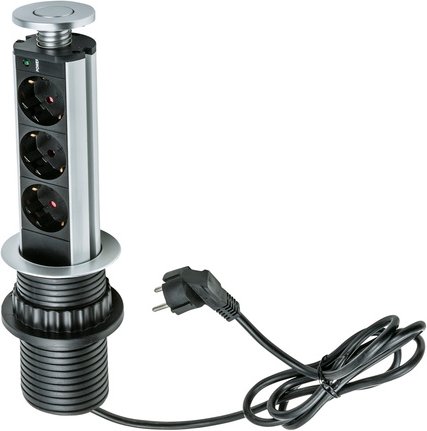 HEITRONIC Versenkbarer 3-fach-Energieverteiler Rimini, für Tisch- und Treseneinbau