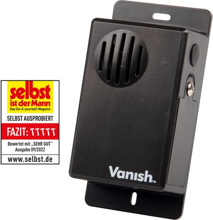 Vanish Mobiler Mardervertreiber TVT-1, Schallwellen, 12 kHz, 83 dB, Batteriebetrieb, IP54