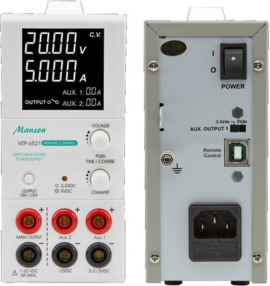 Manson Labornetzgerät NTP-6521, 1–20 VDC, 0,25–5 A