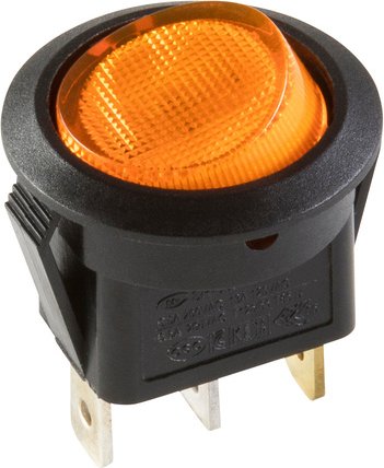 inter Bär Einbau-Wippenschalter Serie 3630, 6,5 A, 250 V, schwarz/gelb