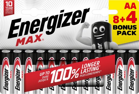 Energizer Max Alkaline Batterie Mignon AA, 8+4 Sparpack