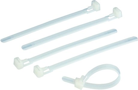 REV Ritter wiederverschließbare Kabelbinder, Kunststoff,125 x 7,6 mm, 25 Stück, Weiß
