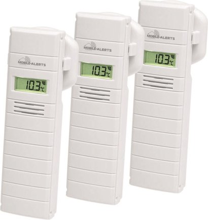 Mobile Alerts 3er-Set Temperatur-/Luftfeuchtigkeitssensor MA10200 mit LC-Display