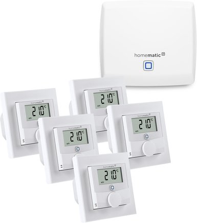 Homematic IP Set Raumklima mit Access Point, 5x Wandthermostat mit Schaltausgang 230 V