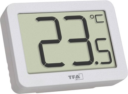 TFA Digitales Thermometer für Raumtemperatur-Erfassung, Magnetmontage, kompakt, weiß