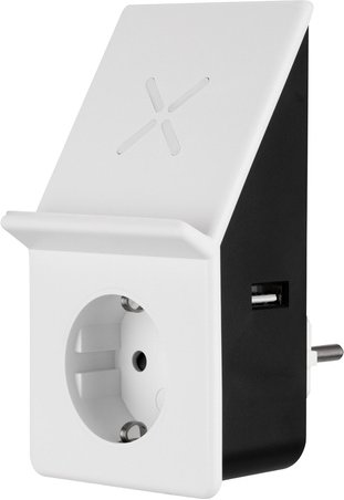 REV Ritter USB-Ladegerät mit Induktionsladefläche und Steckdose, weiß/schwarz