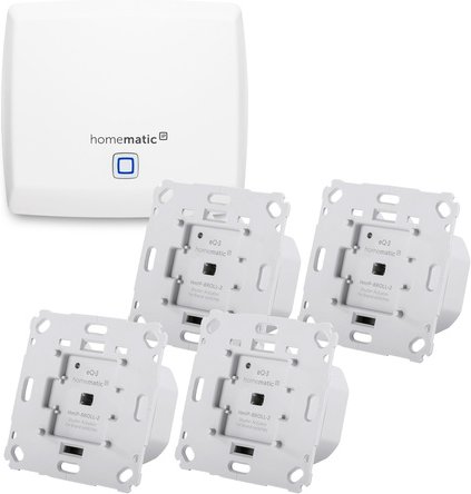 Homematic IP Set Beschattung mit Access Point, 4x Rollladenaktor für Markenschalter