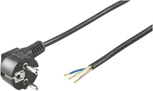 Netzkabel, 3-adrig 2 m, schwarz