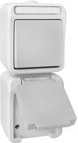 EMZ FR-AP Kombination Wechselschalter-Steckdose IP54, senkrecht