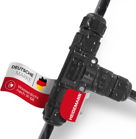 Heidemann ISO FLEX Kabelverbinder, T-Stück Kupplung, 3-polig mit Kupplungsstecker, IP68