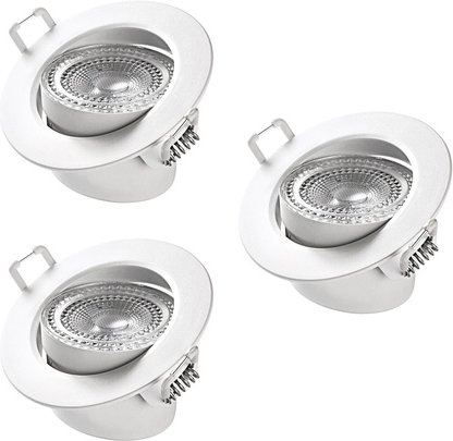 HEITRONIC 3er-Spar-Set 5,5-W-LED-Einbaustrahler DL7002, austauschbare Farbringe, schwenkbar, IP44