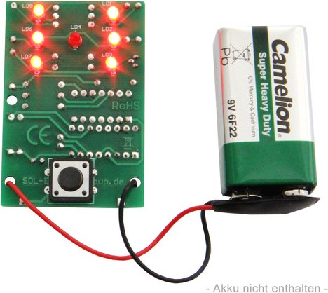 SOL-EXPERT Elektronischer Würfel Lötbausatz, LED-Zufallsanzeige, Tastergesteuert
