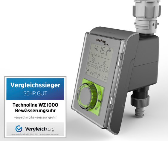 technoline Bewässerungscomputer WZ 1000 mit Display, für Standard-Wasserhähne, batteriebetrieben