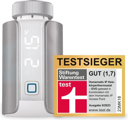 Homematic IP Smart Home Heizkörperthermostat – Evo, silber, HmIP-eTRV-E-S