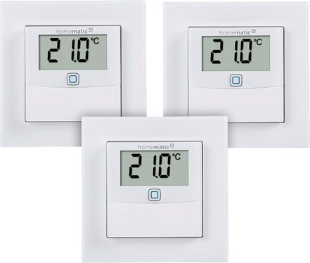 Homematic IP Smart Home 3er-Set Temperatur- und Luftfeuchtigkeitssensor HmIP-STHD mit Display, innen