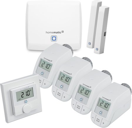 Homematic IP Set Raumklima mit Access Point, 1x Wandthermostat, 2x Fensterkontakt, 4x Heizkörperthermostat
