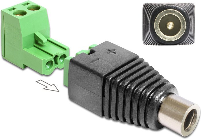 Delock Adapter Terminalblock > DC 2,1 x 5,5 mm Buchse 2-teilig