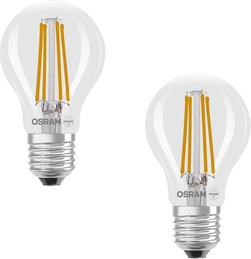 Thumbnail - Osram LED Classic A 60, Filament, EEK A, 3,8 W, 806 lm, E27, warmweiß, klar, 2er Pack