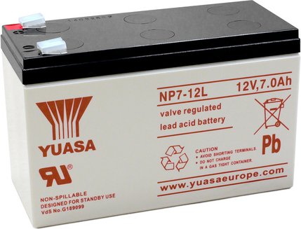 yuasa AGM Bleiakku NP7-12L mit VdS, Fastonkontakt 6,3mm, 12 V / 7 Ah