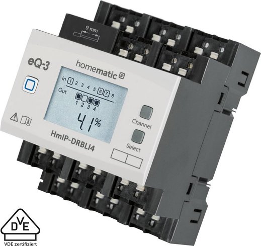 Homematic IP Smart Home Jalousieaktor für Hutschienenmontage – 4-fach, HmIP-DRBLI4