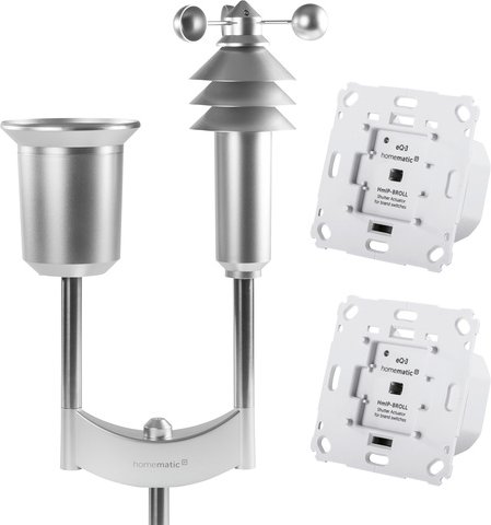 Homematic IP Smart Home Set Wetterschutz mit 2x Rollladenaktor und Wettersensor Plus