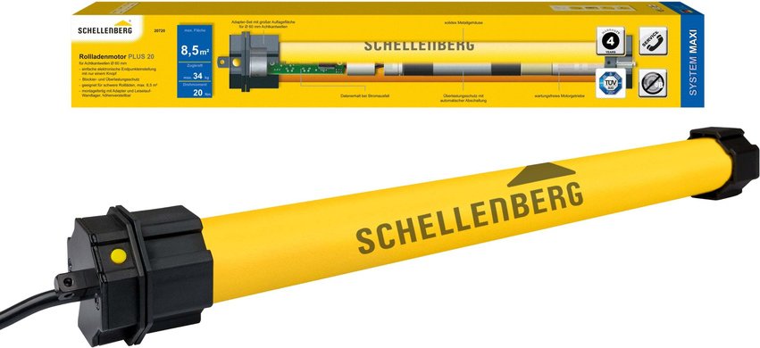 Schellenberg Elektronischer Rohrmotor Plus, 40 Nm, SW60, inkl. Zubehör