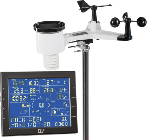 ELV WLAN-Wetterstation WS980WiFi, inkl. Funk-Außensensor (868 MHz), App, PC-Auswertesoftware