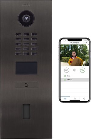 DoorBird Smart Home IP Video Türstation D2101FV EKEY, Edelstahl, PVD-beschichtet in Titan-Optik
