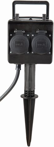 HEITRONIC 2fach Energieverteiler Dubai mit Timer, 2x Steckdosen, IP44