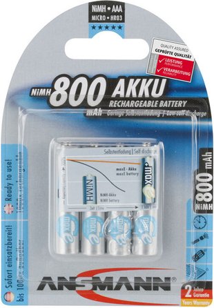 Ansmann maxE NiMH-Akku Micro 800 mAh, 4er-Pack