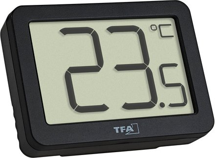 TFA Digitales Thermometer für Raumtemperatur-Erfassung, Magnetmontage, kompakt, schwarz