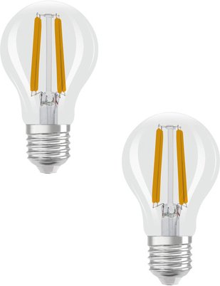 Osram LED Classic A 60, Filament, EEK A, 3,8 W, 806 lm, E27, kaltweiß, klar, 2er Pack